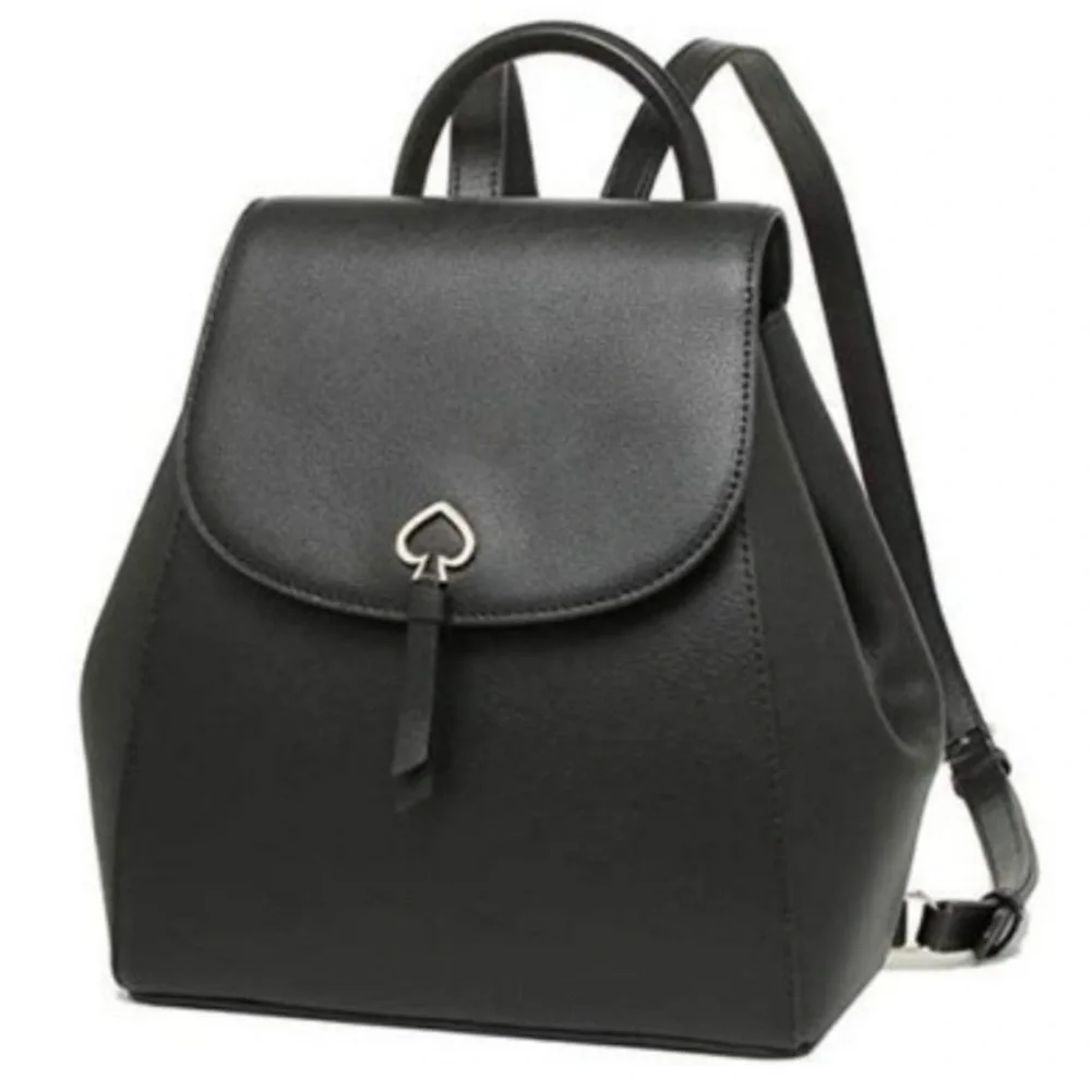 Kate Spade Adel Medium Flap Backpack in Black Leather Style #wkru6412 Like New